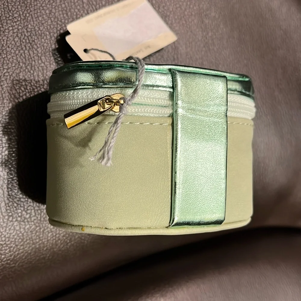 Mint Mini Travel Jewelry Case • Zip Organizer for Rings Earrings Necklace NWT